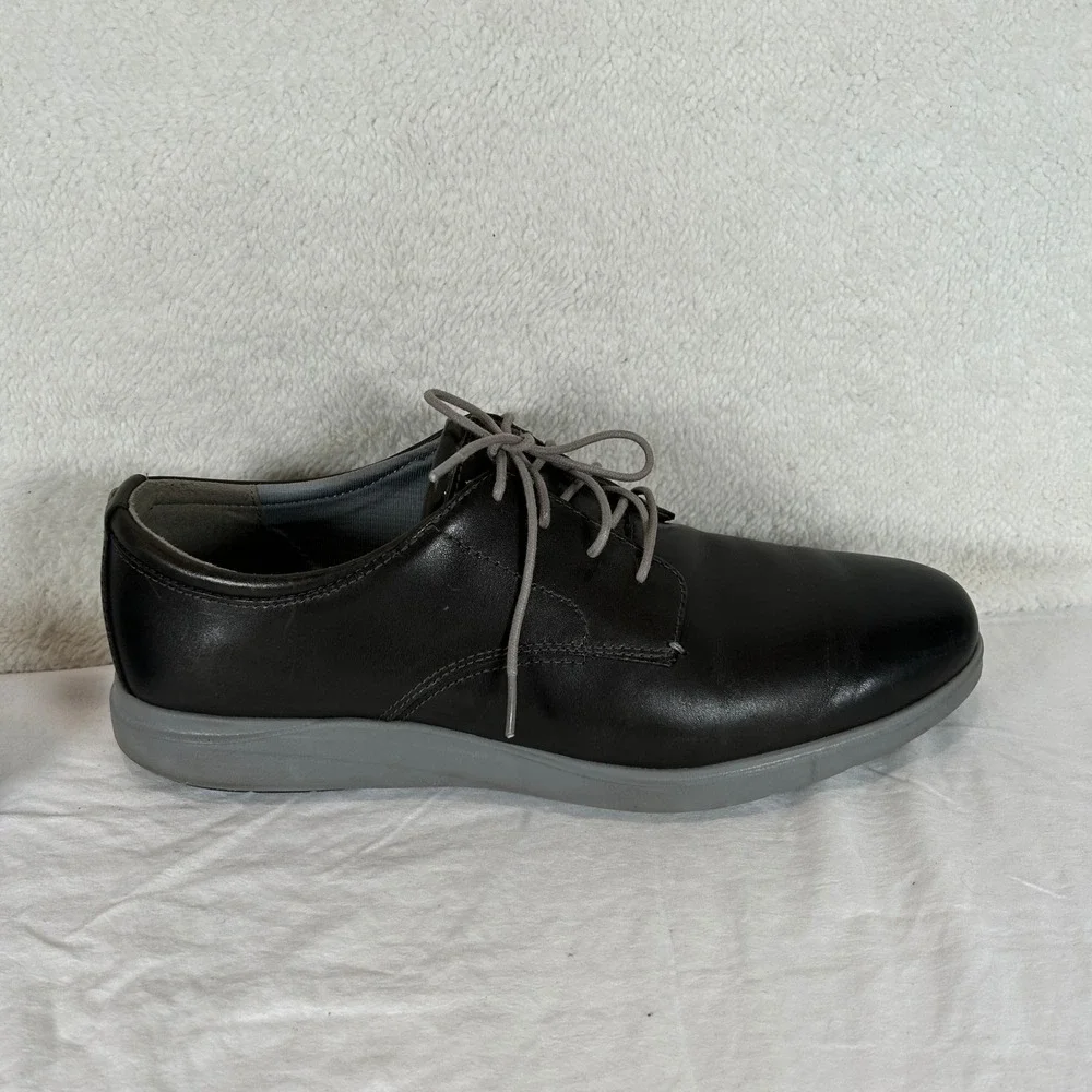 Cole Haan Grand.OS Mens 13M Black Leather Oxford Dress Shoes C28730 Grey Sole